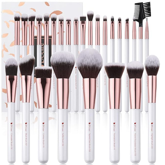 DUcare Makeup Brushes Set Professional 27Pcs Makeup Brushes Premium Synthetic Kabuki Foundation Blending Face Powder Blush Concealers Eye Shadows Make Up Brushes Kit White-BrightBean Baby
