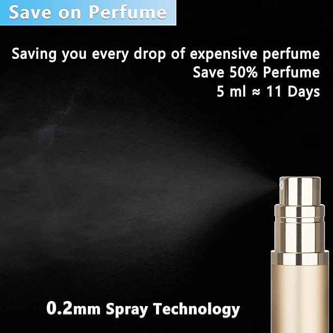 Refillable Perfume Atomizer Travel Bottle 5ml Leakproof Luxury Travel Perfume Refillable Bottle, Portable Fragrance Atomiser (Gold)-BrightBean Baby