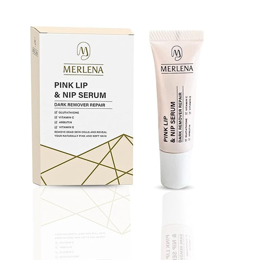 Merlena Pink Lip & Nip Serum - Hydrates and Repairs Dry, Peeling Lips and Nipples, Adds Collagen for Plumpness, Soothes Flaky Skin, Organic Vitamin C & E Formula 8ml-BrightBean Baby