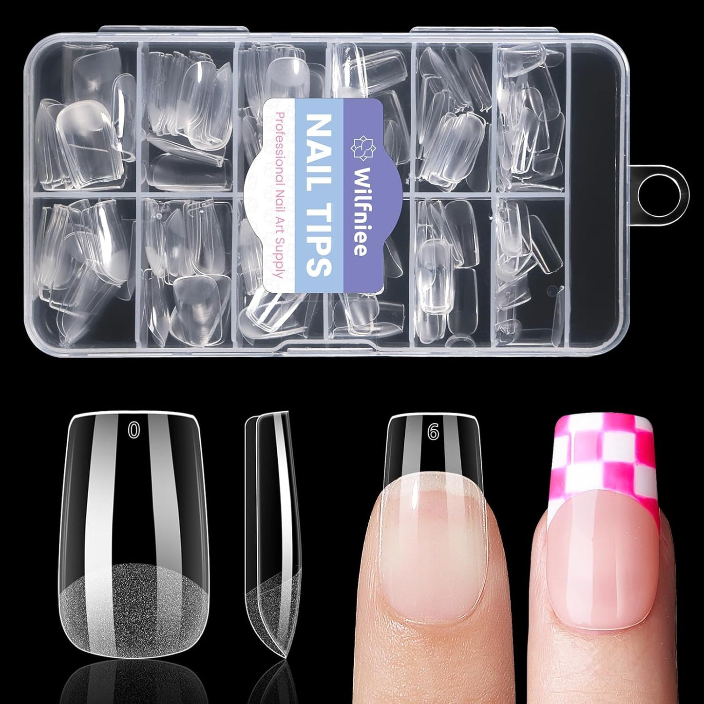 Short Square Nail Tips: 240PCS Acrylic Pre-shaped Soft Gel Square Nail Tips, 12 Sizes Full Cover Fake Press on Nails for Beginner Professional DIY Nail Salon-BrightBean Baby