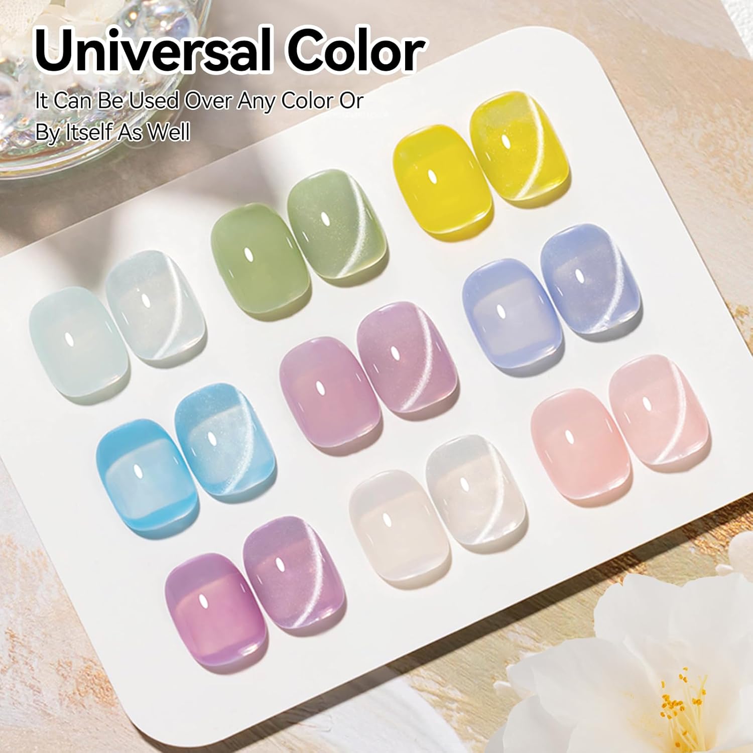 Cat Eye Gel Polish, Magentic Nail Polish Silver Translucent Jelly Color Clear Moonlight UV Gel Glitter Holographic With Magnet For Nail Salon DIY At Home-BrightBean Baby