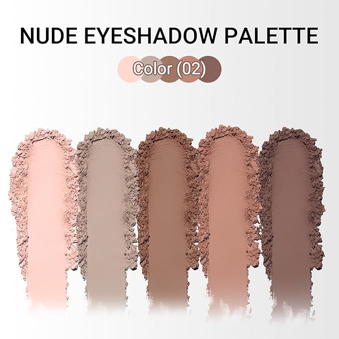 Erinde 5 Colors Matte Eyeshadow Palette Makeup, Neutral Nude Brown Light Brown Cool-Toned Taupe Eye Shadow, Long Wearing Waterproof Everyday Eye Makeup for Brown Eyes, 02-BrightBean Baby