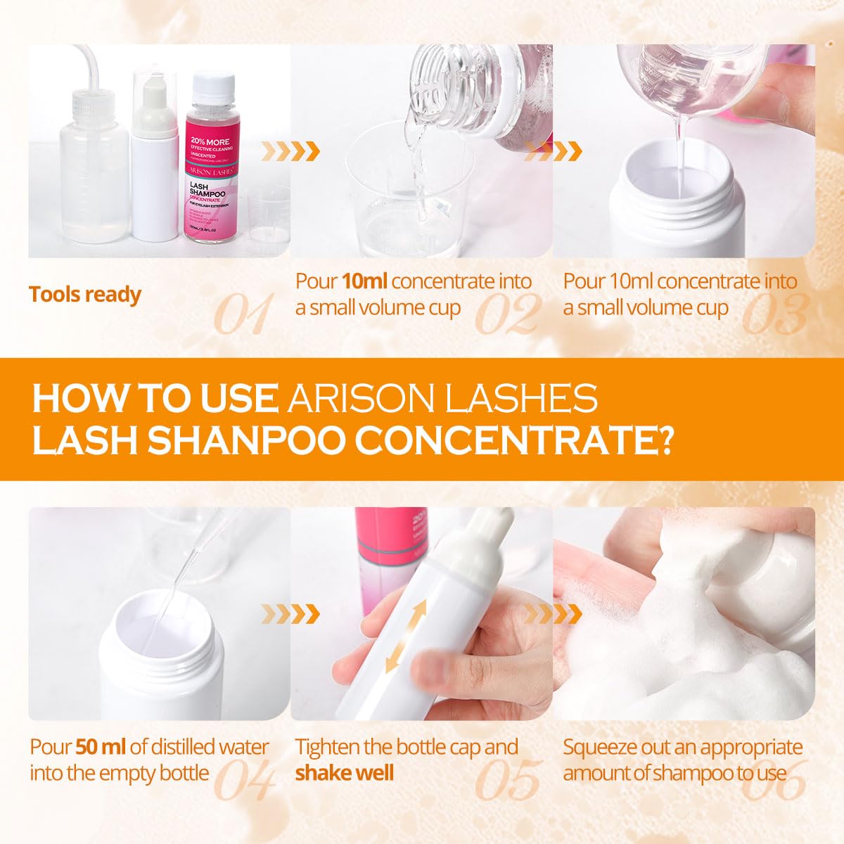 ARISON LASHES Lash Shampoo Concentrate for Lash Extensions 100ML Eyelash Cleanser Concentrate Oil-Free Eyelash Extension Shampoo with Salon Home Care(Turmeric)-BrightBean Baby