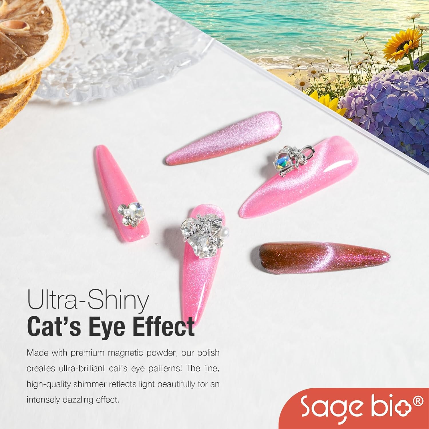 Cat Eye Gel Nail Polish, 15ml Magnetic Gel, High-Gloss Finish, Long-Lasting, DIY Manicure Kit with Magnet Stick, Stunning 3D Magnetic Effect, 02-BrightBean Baby