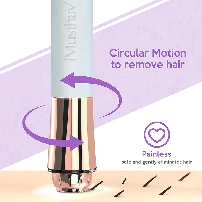 Portable Facial Hair Remover for Women – Painless, Fast & Precise Flawless Electric Razor & Epilator for Face, Lips, Chin Hair Removal – 18K Gold-Plated, 360° LED Light-BrightBean Baby