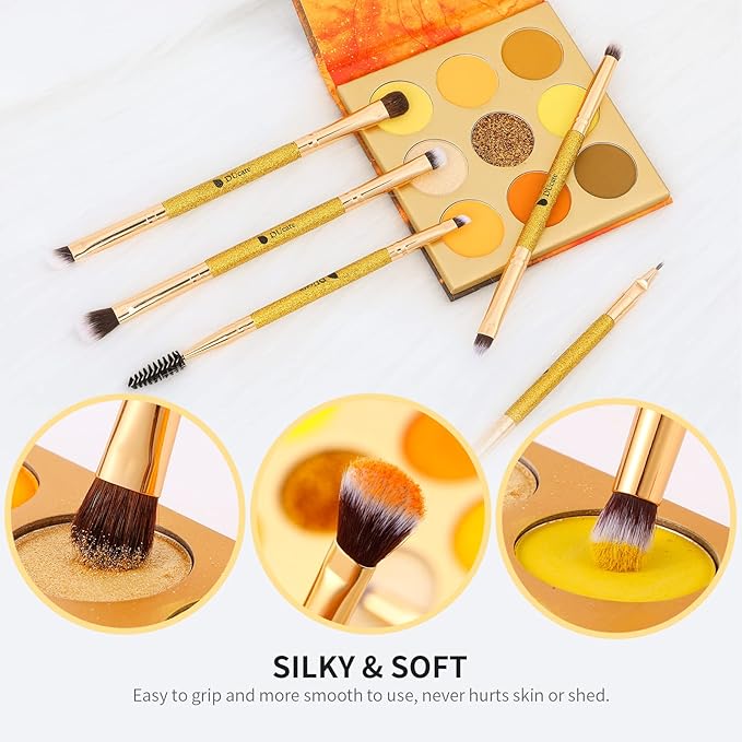 DUcare Eyeshadow Brushes Set Duo End Eye Makeup Brushes Professional Eyeshadow Brush set 5Pcs Travel Concealer Eyebrow Eyelash Eye Liners Blending-BrightBean Baby