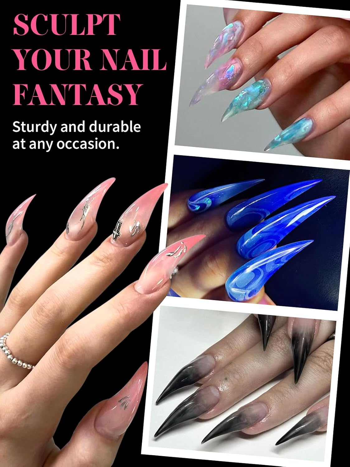 EBANKU Dual Nail Forms for Poly Extension Gel, 150 PCS Clear Eagle Claw Nail Molds Reusable 15 Sizes Hawk Curve Nail Extension Forms for Builder Gel Manicure Design Salon DIY-BrightBean Baby