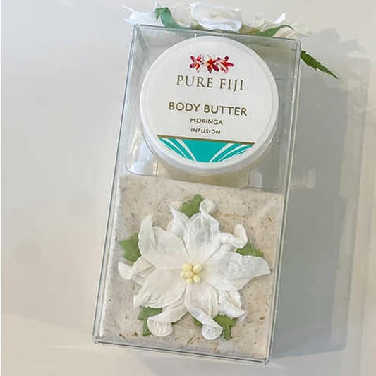 Pure Fiji Spa Gifts for Women and Man - Body Gift Box Sugar Glow with Exfoliating Scrub, Bath and Body Oil, Body Butter and Body Lotion, Shower Set, Moringa-BrightBean Baby