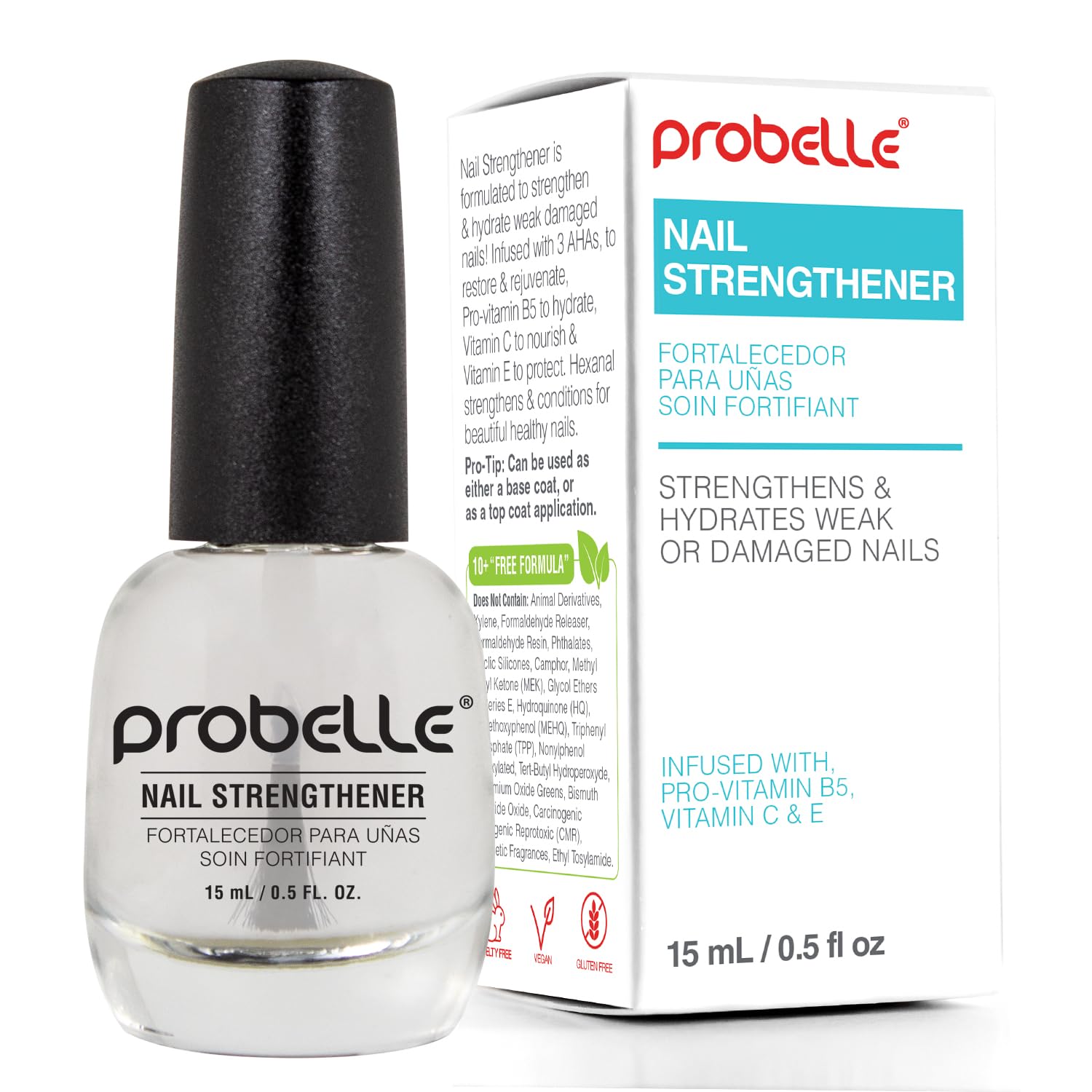 Probelle Nail Strengthener and growth, Natural Nail Strengthening Clear Nail Polish Repair Treatment, Nail Growth & Conditioning, Stops Splits, Chips, Cracks & Strengthens Damaged and Thin Nails-BrightBean Baby
