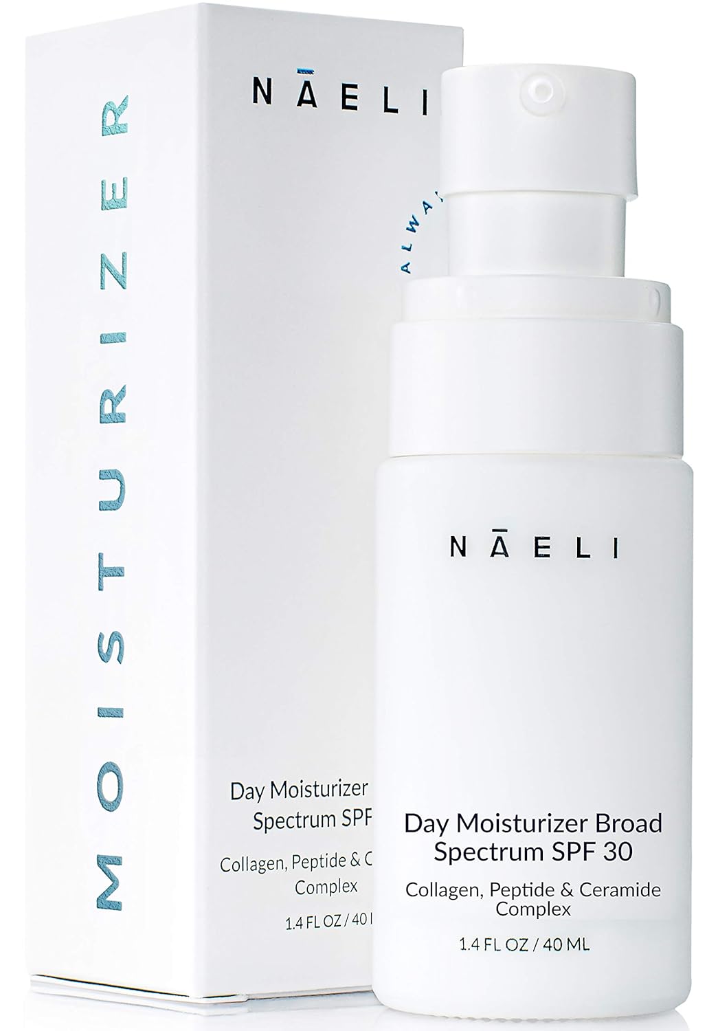 NAELI Face Moisturizer with SPF 30, Anti Aging Collagen & Peptide Cream, Reduces Wrinkles - Lightweight Skin Hydration with Hyaluronic Acid, Paraben Free & Non-Comedogenic Sunscreen, 1.4 oz-BrightBean Baby