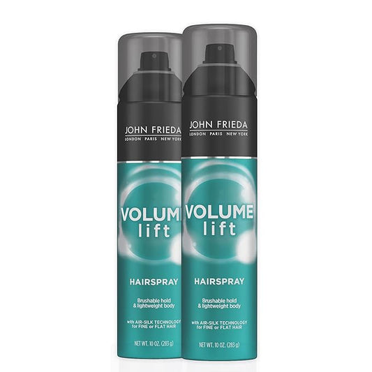 John Frieda Volume Lift Hairspray, Volumizing Hairspray with Air-Silk Technology for Fine or Flat Hair, Adds Body, Long-Lasting Hold, and Fullness for Fine, Thin Hair, 10 Oz, Pack of 2-BrightBean Baby