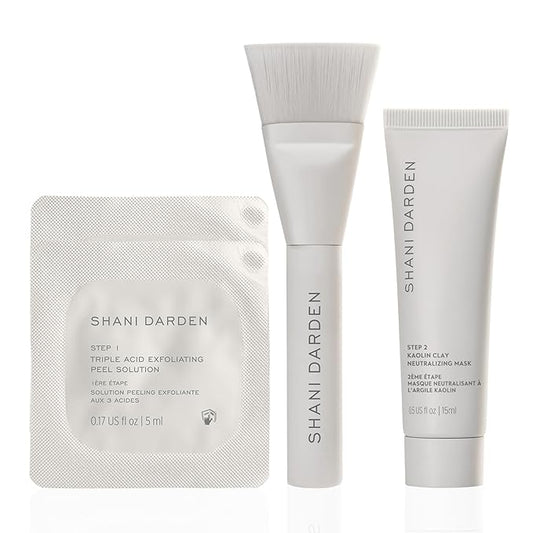 SHANI DARDEN SKIN CARE Triple Acid Peel, 2-Step Exfoliating Face Peel with Mandelic, Lactic & Glycolic Acids, Kaolin Clay Neutralizing Mask & Brush, Helps Improve Dark Spots & Skin Texture, 0.5 fl oz-BrightBean Baby