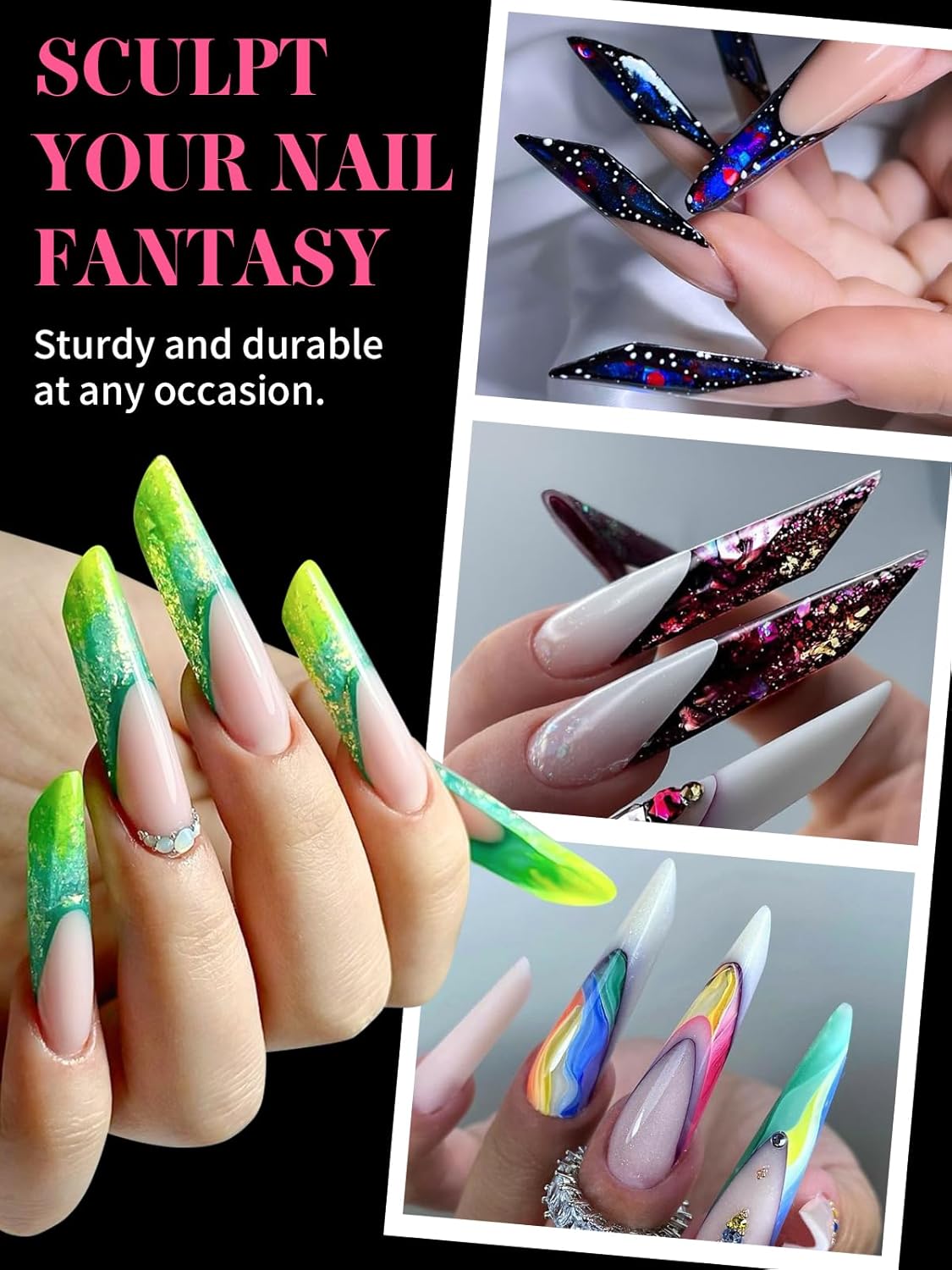 EBANKU Dual Nail Forms for Poly Extension Gel, 150 PCS Clear Coffin Nail Molds Reusable 15 Sizes Nail Extension Forms for Builder Gel Manicure Design Salon DIY-BrightBean Baby