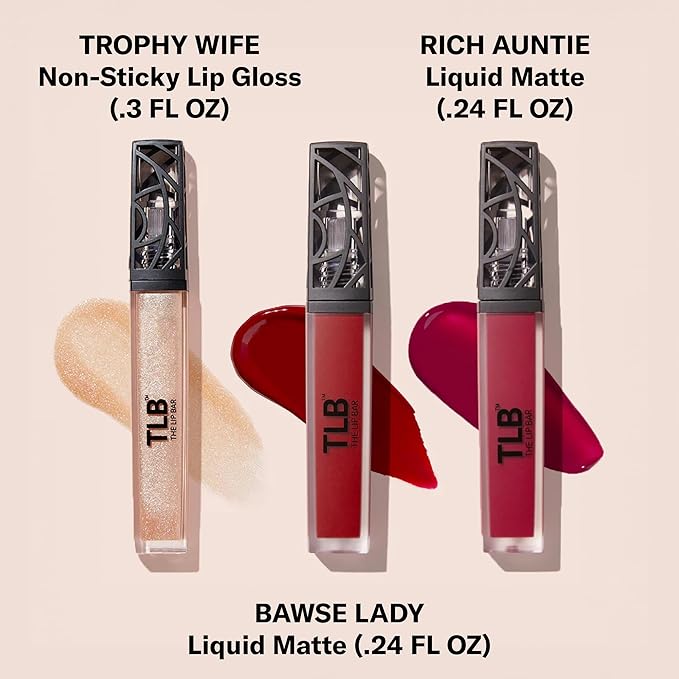 The Lip Bar - Perfect Pout Mini Lip Trio Gift Set (3 Products) - Nonstop Liquid Matte Lipstick & Non-Sticky Lip Gloss - Travel Size - Gift Box - Vegan, Gluten Free, Cruelty Free - Makeup & Cosmetics-BrightBean Baby
