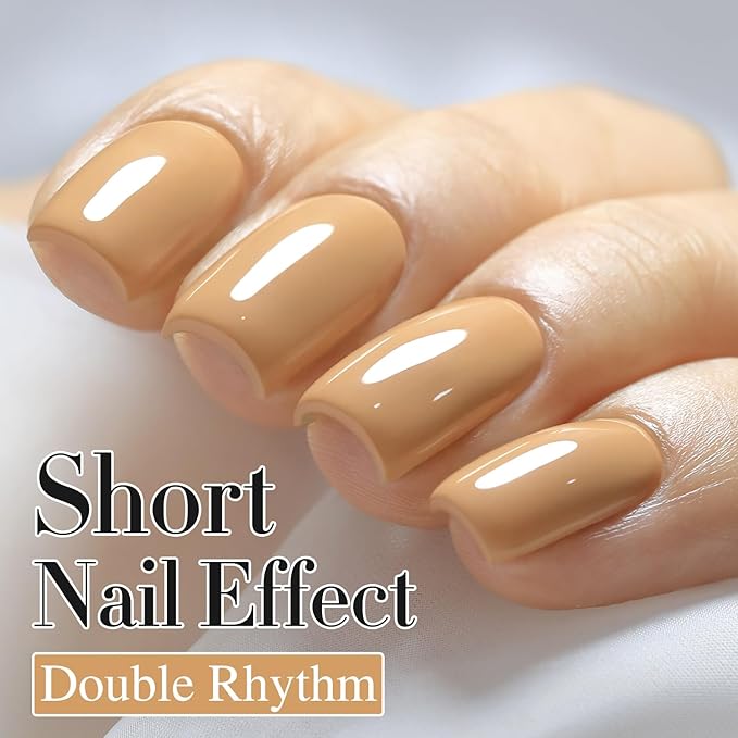 Double Rhythm 0.50 OZ Nude Gel Polish Same Color Same Bottle Sheer Pastel Neutral Natural Milky 15 ML Jelly UV Nail Art DIY at Home (Earth Beige-A1442)-BrightBean Baby