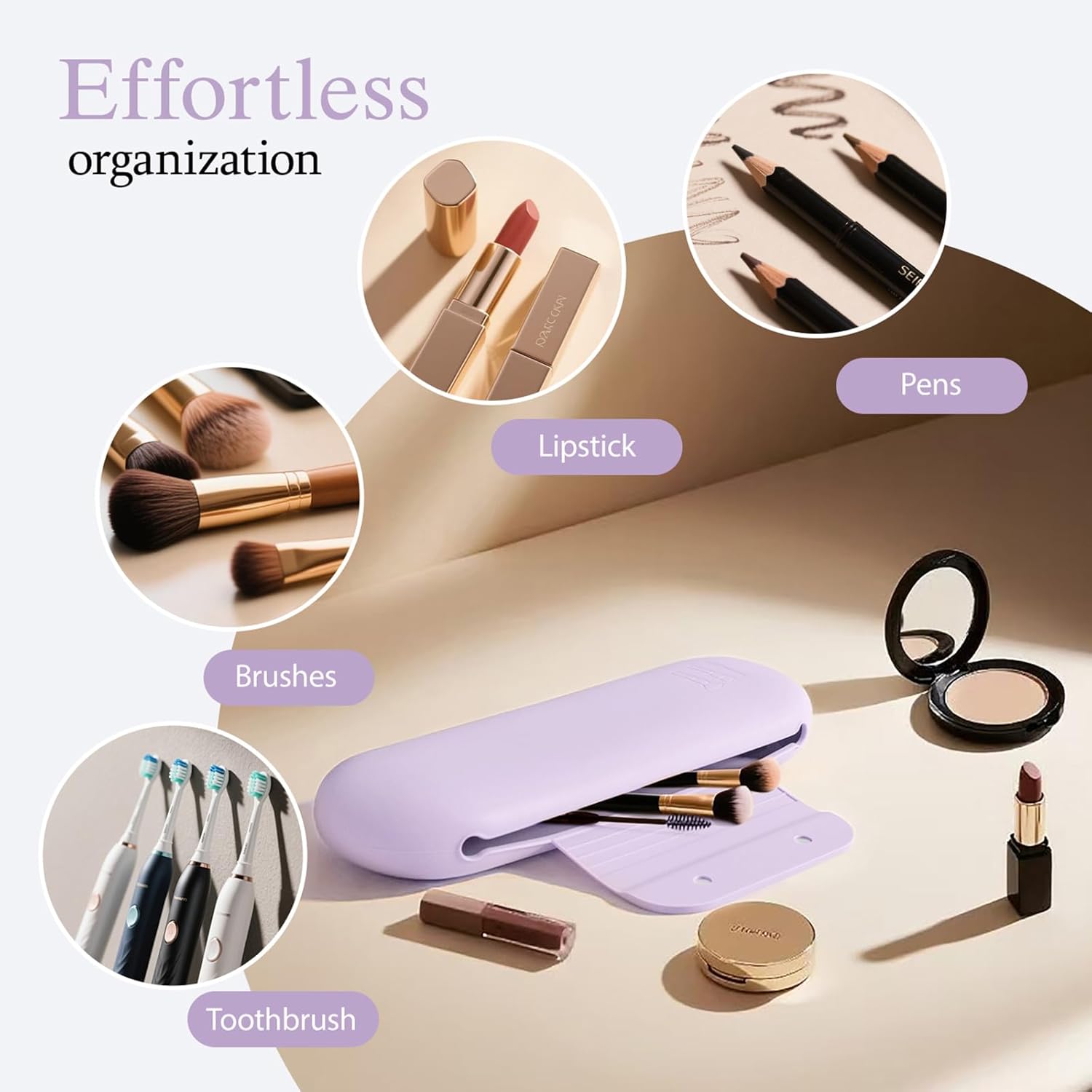 Silicone Makeup Brush Holder Set – Portable Travel Makeup Brush Holder with Makeup Sponge Holder and Foldable Cleaning Bowl – Upgraded 3-in-1 Cosmetic Organizer Set (purple)-BrightBean Baby