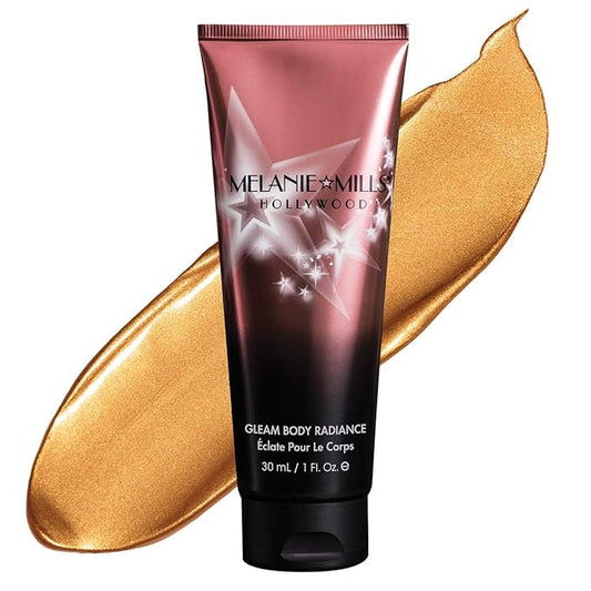 Melanie Mills Hollywood Gleam Body Radiance All In One Makeup, Moisturizer & Glow For Face & Body - Rose Gold, Mini 1 fl.oz.-BrightBean Baby