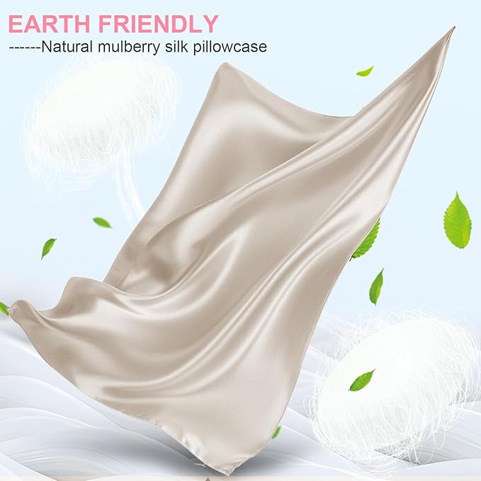 Mulberry Silk Pillow Cases 2 Pack Queen Size 20x30 Inches with Hidden Zipper, Ultra Smooth and Soft Breathable Cooling Silk Satin Pillowcase Set of 2, Better for Hair and Skin, Gifts for Women Men