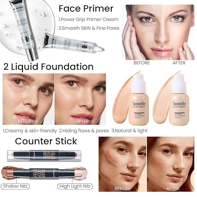 Makeup Kit for Women Full Kit, Travel Makeup Kit for, Makeup Present Set for Teens Girls Beginners Professionals, Makeup Bundle Include 2 Matte & Glitter Eyeshadow Palettes, Lip Gloss Set-BrightBean Baby