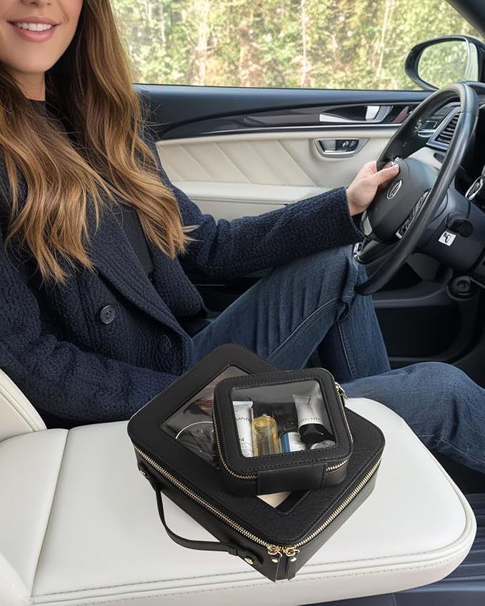 Clear Makeup Bag Small, TSA Approved Portable Toiletry Bag with Zipper Cosmetic Travel Bag Makeup Organizer Case Mini Makeup Pouch for Purse Car Organizer Bag for Women Men-BrightBean Baby