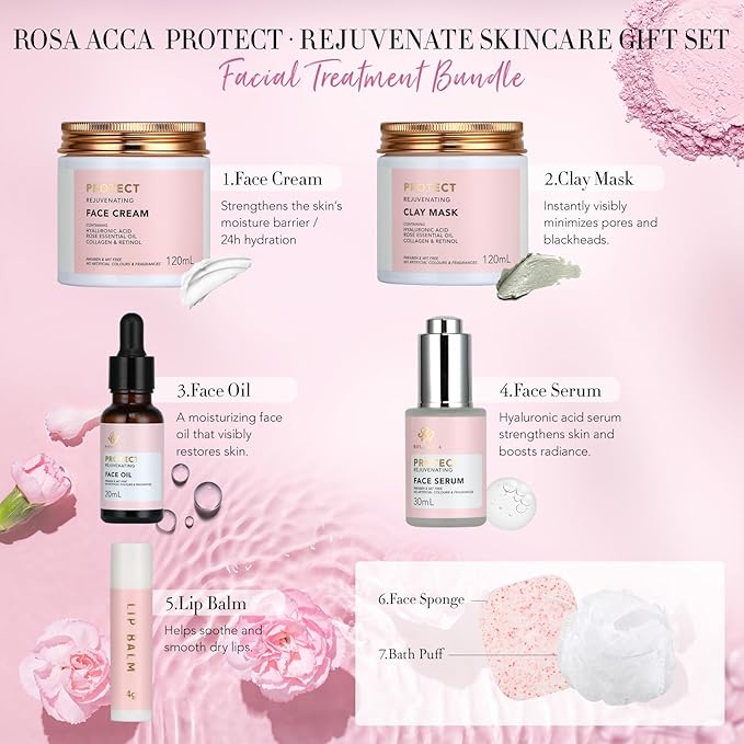Mother's Day Gift, Spa Gifts 28pcs Rose Facial Skin Care Set for Women, Face Cream, Bath Oil, Serum, Shower Accessories - Bath and Body & Facial Kit - Birthday, Christmas, Valentine's, Bridal Shower-BrightBean Baby