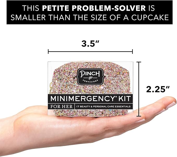Pinch Provisions Rose Gold Minimergency Kit, includes 17 Travel-Sized Cosmetic Essentials, Convenient for Purses, Emergency Beauty Accessories, Gifts for Holiday’s & Birthday’s-BrightBean Baby