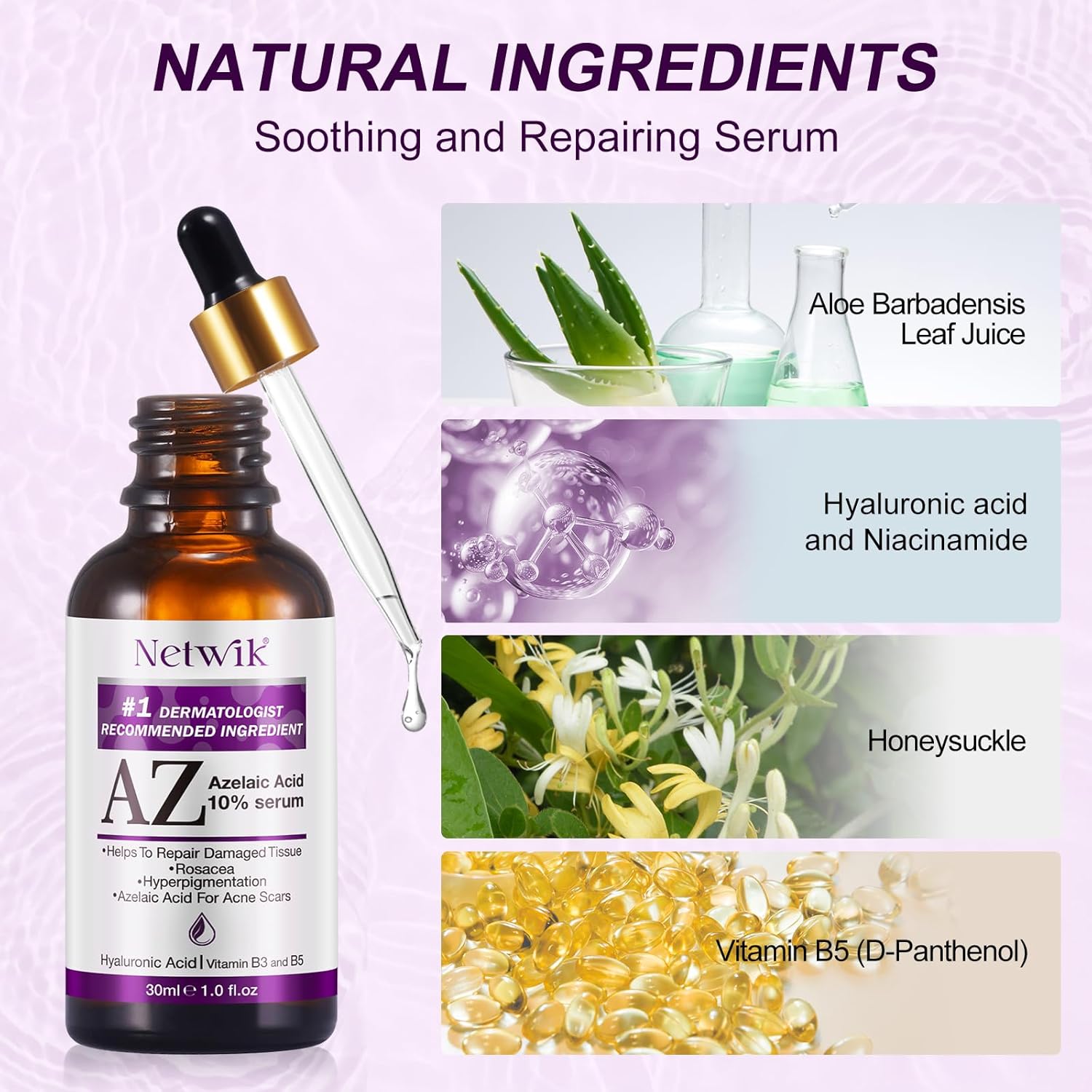 Azelaic Acid Serum - Azelaic Acid 10% for Acne Treatment - Fast Rosacea Skin Care - Redness Relief Face and Boost Skin Radiance with Niacinamide & Vitamin B3, B5 and Hyaluronic Acid, 1 Fl Oz-BrightBean Baby