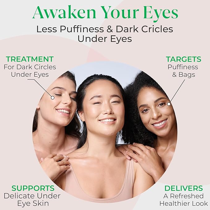 EyeGLO Caffeine Eye Cream for Dark Circles, Eye Bags, and Puffiness | Under Eye Treatment for Women with Peptides, Antioxidants, Hyaluronic Acid | Natural Brightening Eye Cream - 1 Oz-BrightBean Baby