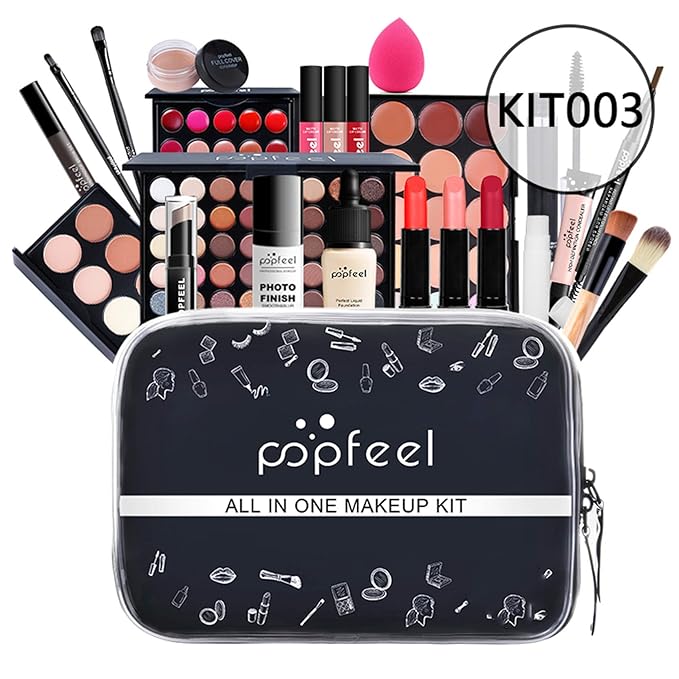 All-in-One Makeup Gift Set Travel Makeup Kit Complete Starter Makeup Bundle Lipgloss Lipstick Concealer Blushes Powder Eyeshadow Palette Cosmetic Palette for Teen Girls & Adults #2-BrightBean Baby