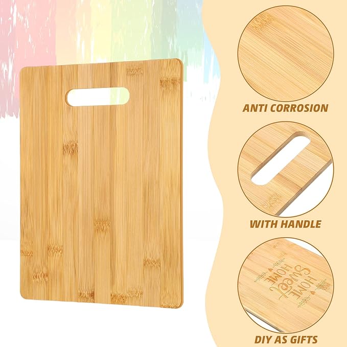 Vesici 18 Pack Plain Cutting Boards with Handles Bulk Blanks Laser Engraving Large Chopping Board for Customized, Personalized Engraving Gifts(Bamboo,12''x8'')