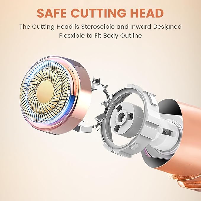 Facial Hair Remover for Women- as Seen on TV Painless Face Shaver -Mini Hair Remover, Electric Razor Shaver Portable Bikini Epilator for Lips, Chin, Armpit, Peach Fuzz, Fingers, Neck, Cheek(Champagne-BrightBean Baby