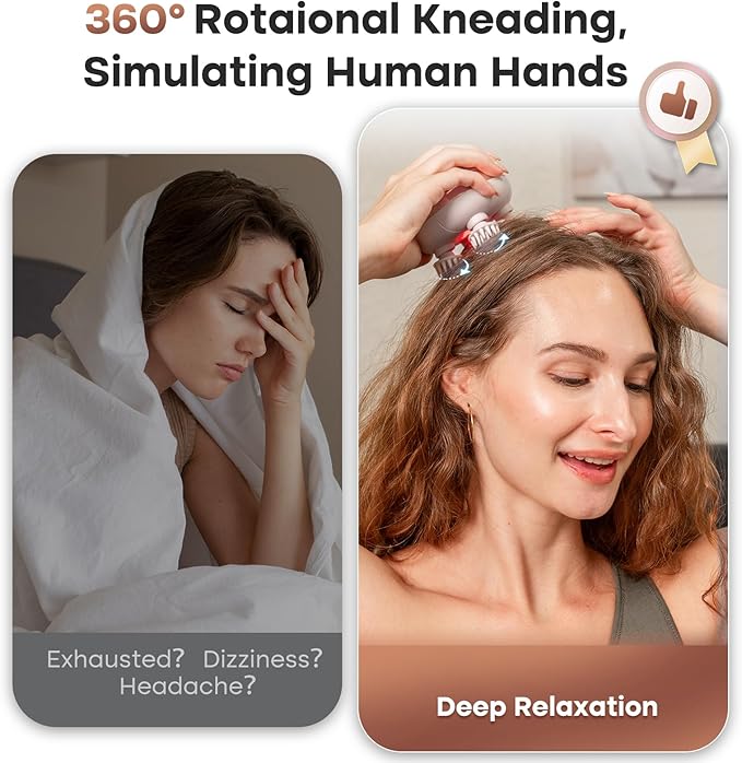 arboleaf Scalp Massager Kneading Head Massager Scalp Stress Relax Portable Rechargeable Hair Massager Shower Massage Waterproof Cat Massager Scratcher,Gift for Mom Dad-BrightBean Baby