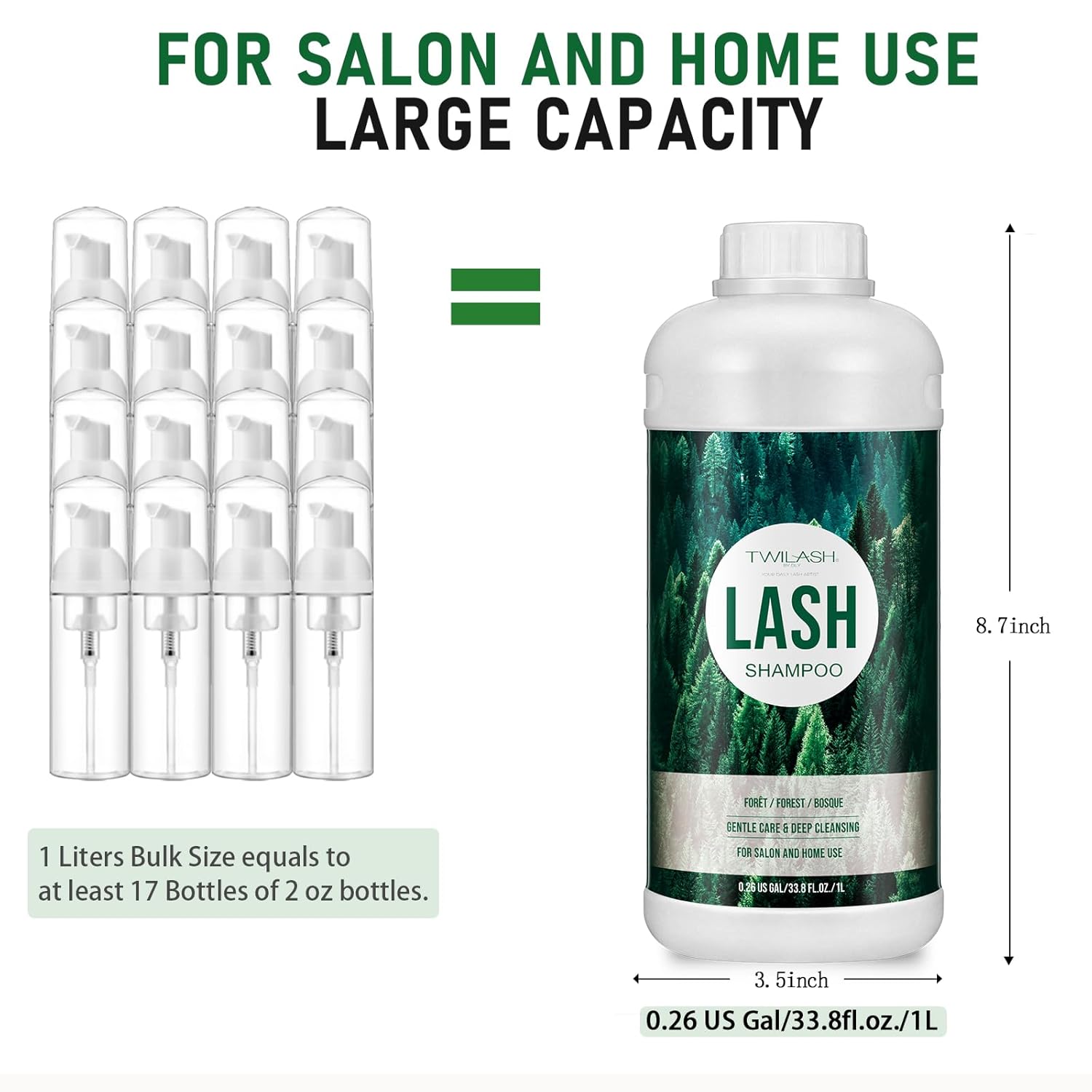 Lash Shampoo, Eyelash Cleanser for Extensions, 33.6 Fl Oz, Safe Makeup Remover, Non-irritating or Burning Formula, Eyelid Foaming Cleanser for Professional Salon and Home Use-BrightBean Baby