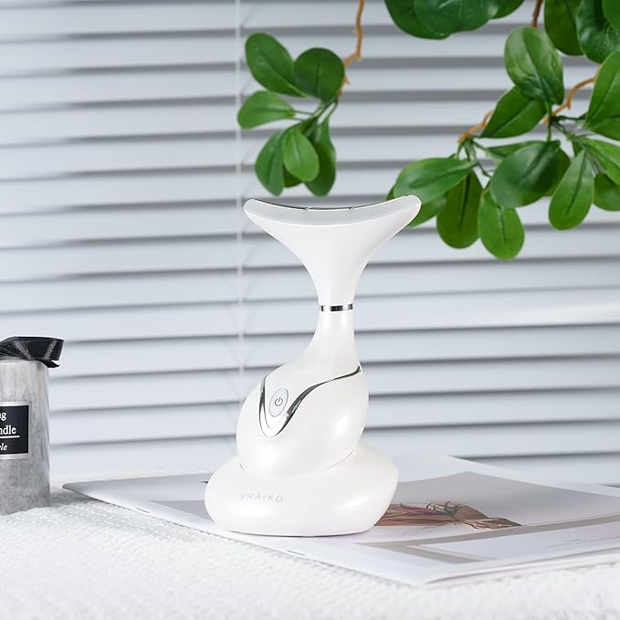 Iris Neck Face Massager, Pro Face Sculpting Tool with Charging Base, All-in-1 Facial Device for Enhanced Absorption, Radiance, Contouring, Elasticity, Home Facial Spa (White)-BrightBean Baby
