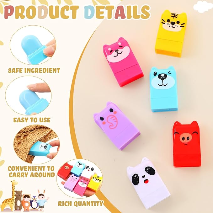 12 Pcs Farm Animals Birthday Lip Balm Gifts for Baby Shower Prizes Gift Baby Shower Favors Genger Reveal Gifts Zoo Theme Birthday Party Favors for Preschool Toddler Boy Girl Classroom Prizes-BrightBean Baby