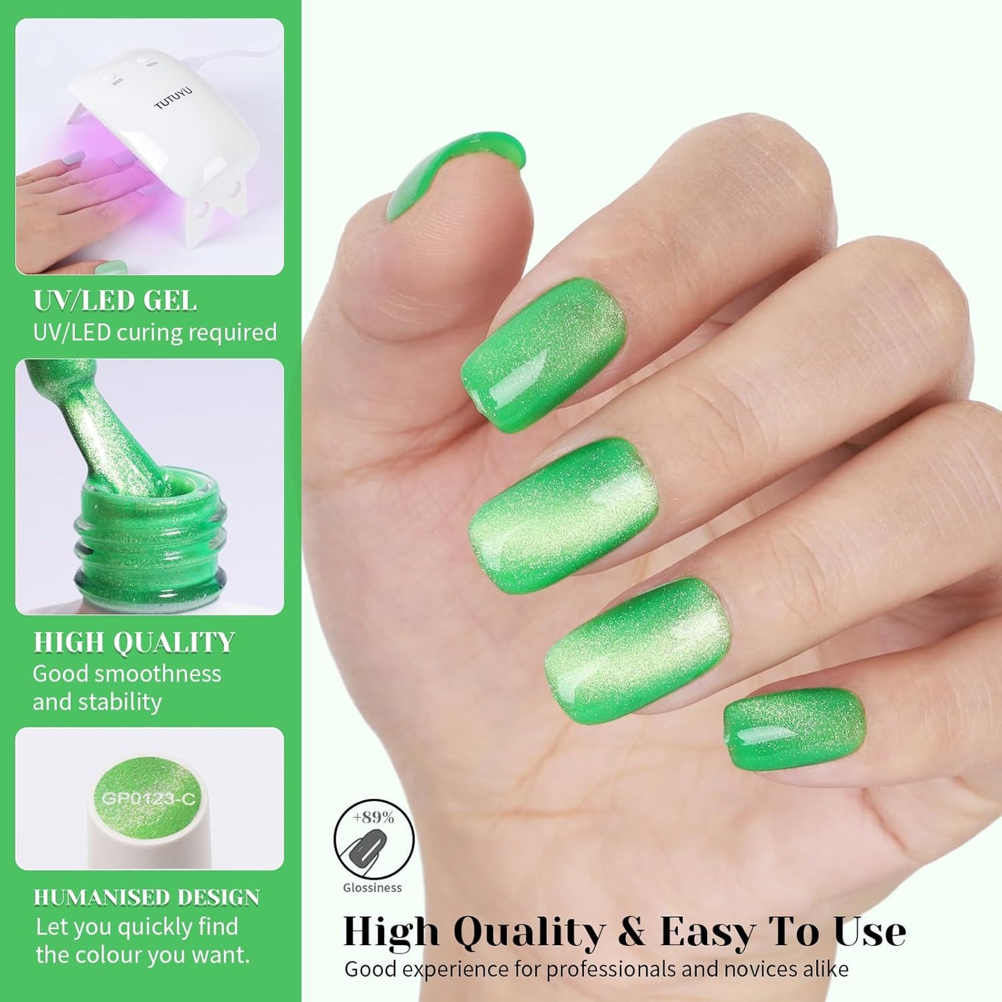 Green Cat Eye Gel Nail Polish - Perfect for DIY at Home & Ideal Gift for Nail Art Lovers!-BrightBean Baby
