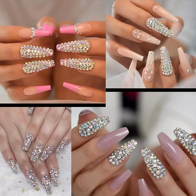 Flat Back Rhinestone Kits Colorful Rhinestones+Crystal AB Gems With Picker Pencil And Tweezer For Home DIY And Professional Nail Art-BrightBean Baby