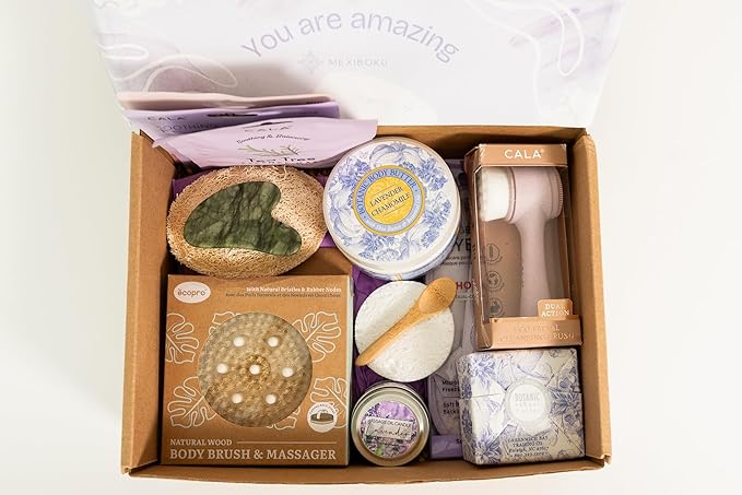 LUXURY SPA GIFT SET FOR HER -11-Pc Lavender Spa Beauty and Personal Care Collection Home Spa Pampering Package for Relaxation Perfect for Thank You, Birthday, Anniversary Gifts, Gift Box for Her-BrightBean Baby