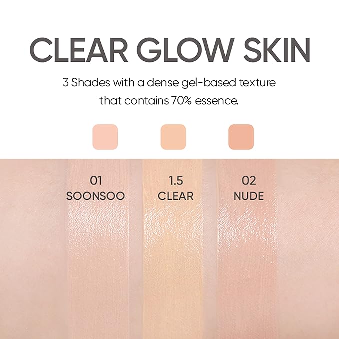 AMUSE Dew Jelly Vegan Cushion Foundation 1.5 CLEAR | dewy, glow, long-lasting, double coverage, clean beauty, lightweight, natural look, foundation for sensitive skin, hydrating cushion-BrightBean Baby