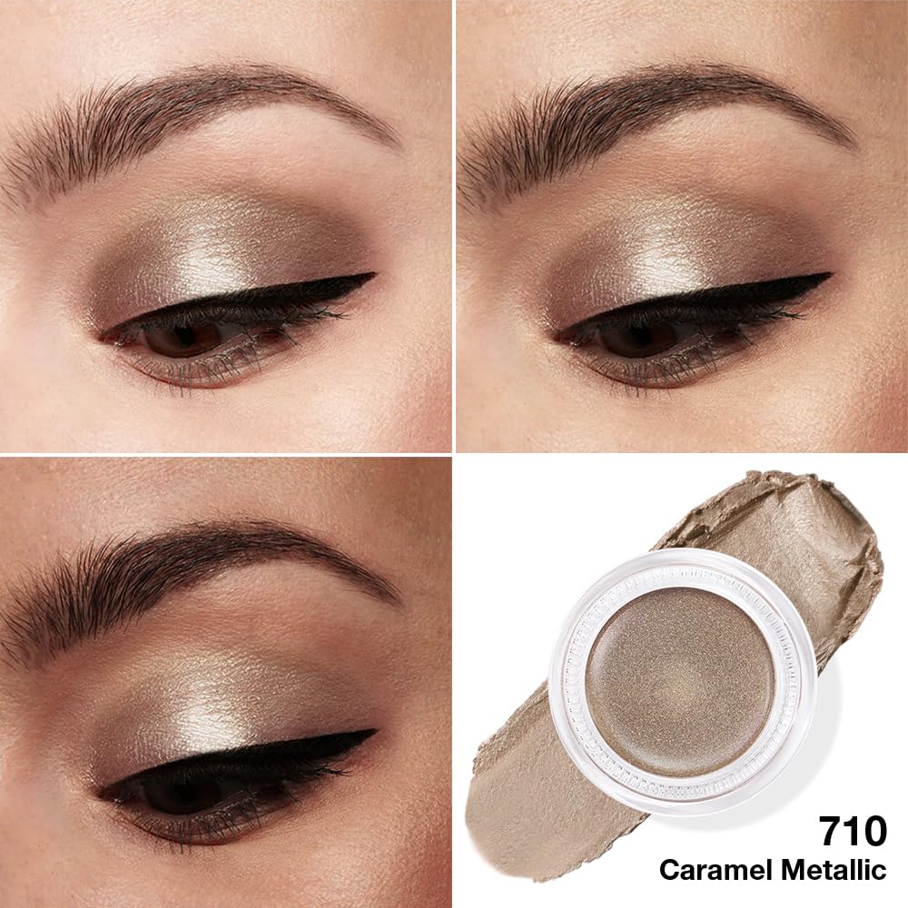 Cream Glitter Caramel Shimmer Metallic Eyeshadow Palette Makeup, Natural Single Mini Instant Holographic Eyeshadow For Women, Sombras Crema Para Ojos, Talc, Paraben & Cruelty Free, 710-BrightBean Baby