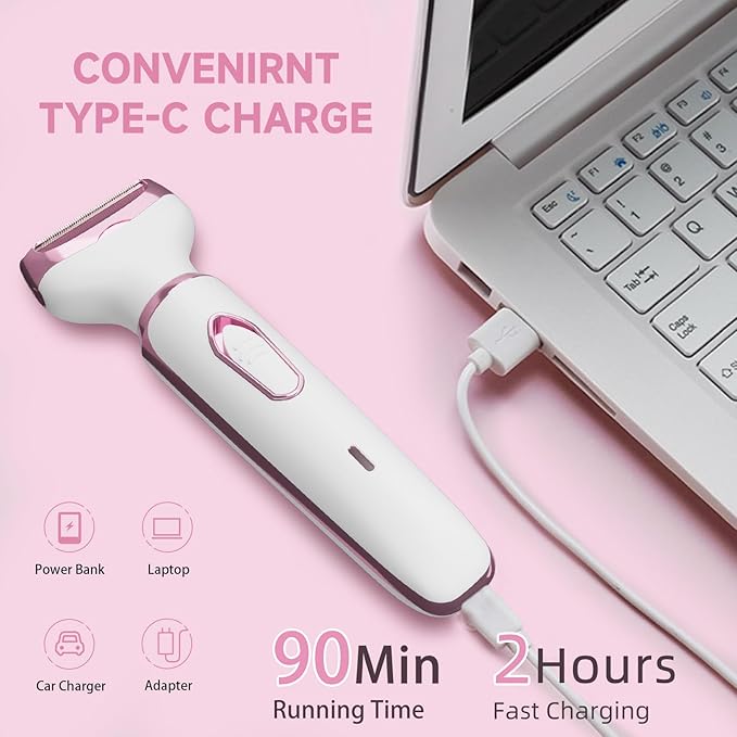 RUIM Electric Razor for Women, 4-in-1 Bikini Trimmer, Waterproof Electric Shaver for Women, Rechargeable Painless Pubic Hair Trimmer-BrightBean Baby