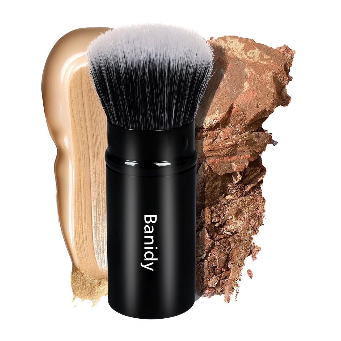 Makeup Brush Kabuki Face Brushes Retractable Travel Blush Kabuki Brush Portable Flawless for Foundation, Powder Blush, Bronzer, Buffing, Liquid, Cream, Cruelty Free with Cover-BrightBean Baby