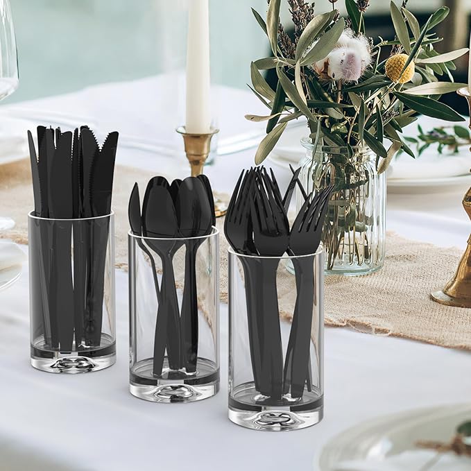 360 Count Extra Heavy Duty Black Plastic Forks Disposable, BPA-Free, Heat Resistant, Solid and Durable Disposable Forks Bulk, Premium Plastic Forks heavy duty for Party Supply