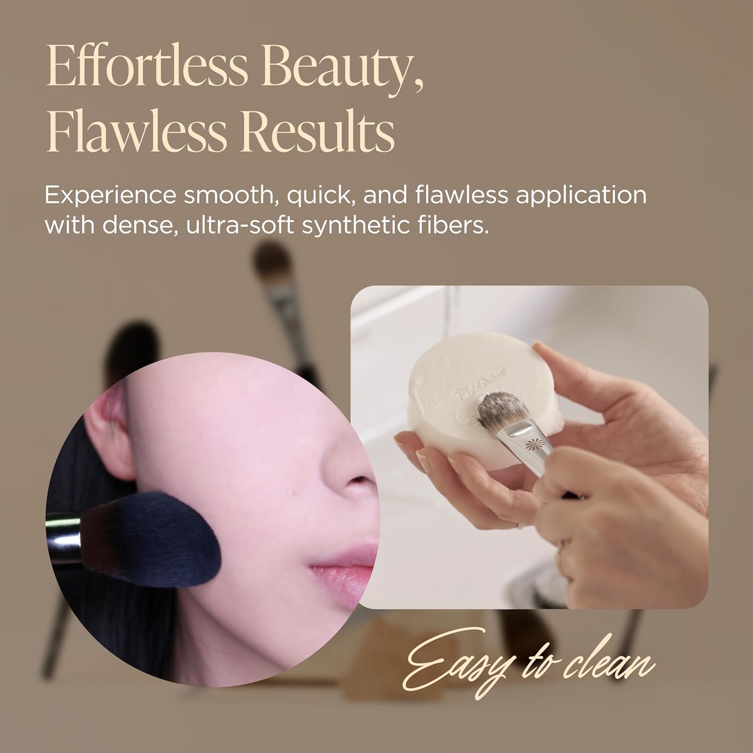 Piccasso 133 Fixing Powder Brush – Soft Synthetic Bristles for Setting Powder, Smooth and Flawless Face Makeup, Gentle Coverage for Pores and Texture, Korean Professional Makeup Brush for Daily Use-BrightBean Baby