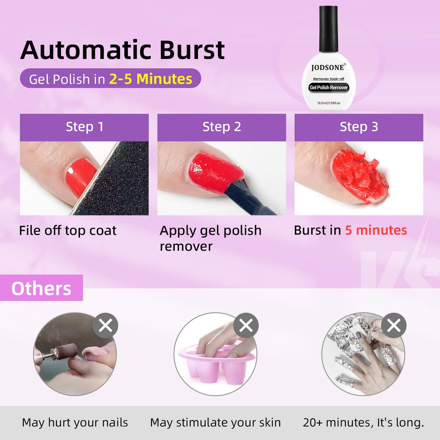 JODSONE Gel Nail Remover 16.5ml No Need Soaking or Wrapping for Nails 3-5 Minutes Effective Gel Nail Polish Remover for Quick And Easy Removal At Home-BrightBean Baby