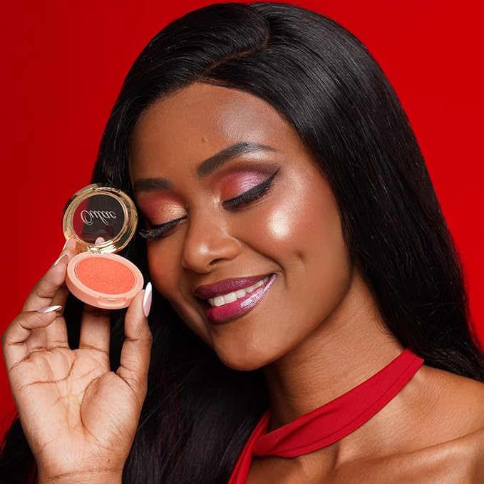 Oulac Luminisers Powdery Blusher for Cheeks Face Glow,Brighten Skin As Highlighter Makeup, Shimmer Blusher,Buildable and Vegan Cosmetics,4.8g F09 Summer Flame-BrightBean Baby