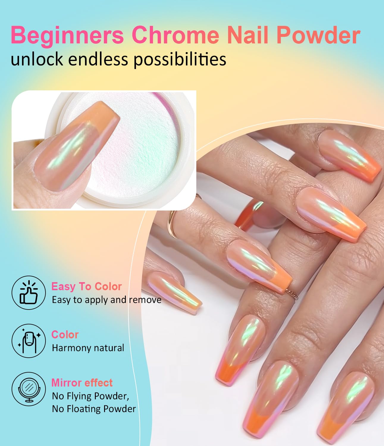 Gold Chrome Nail Powder BISHENGYF -【Fairy Effect】Pink Chrome Nail Powder White Pearl Aurora Mermaid Iridescent Rose Gold Red Nail Chrome Powder Metallic Mirror Glitter Pigment Dust for Nail Art DIY-BrightBean Baby