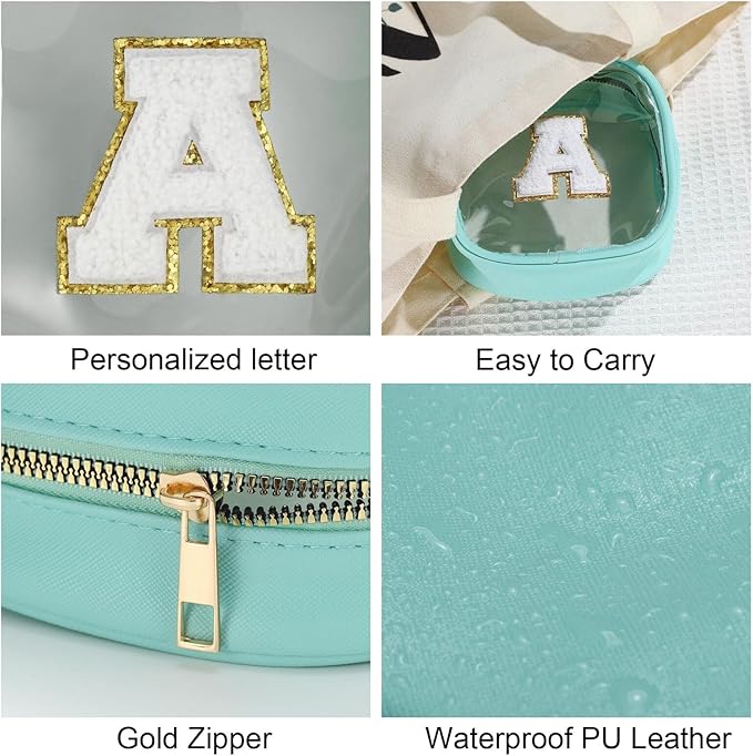 YOOLIFE Initial Make Up Bag Travel Toiletry Bag, Clear Makeup Bag Preppy Cosmetic Bags Organizer Travel Essentials Gifts for Women Teen Girlfriend Teacher Mom Birthday Mothers Day Gifts Blue F-BrightBean Baby