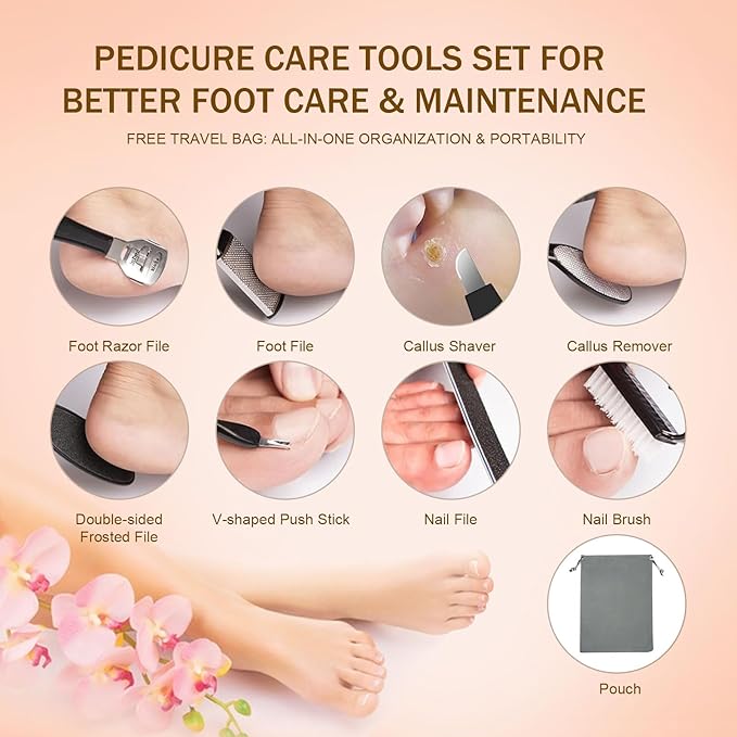 Electric Callus Remover for Feet with 17 in 1 Pedicure Kit, Rechargeable Waterproof Foot File Professional Foot Care Tools, Portable Callus Remover Kit to Remove Dead Skin Hard Skin Dry Cracks(Black)-BrightBean Baby