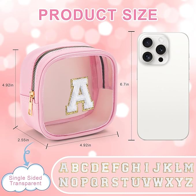 YOOLIFE Initial Make Up Bag Travel Toiletry Bag, Clear Makeup Bag Preppy Cosmetic Bags Organizer Travel Essentials Gifts for Women Teen Girlfriend Teacher Mom Birthday Mothers Day Gifts-BrightBean Baby